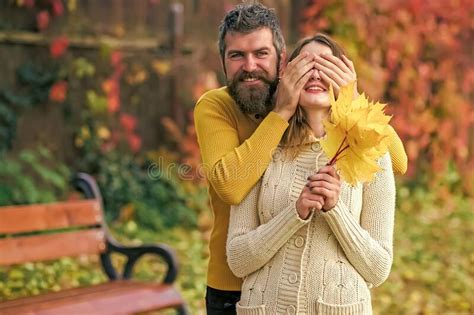 Couple In Love Play In Autumn Park Love Relationship And Romance