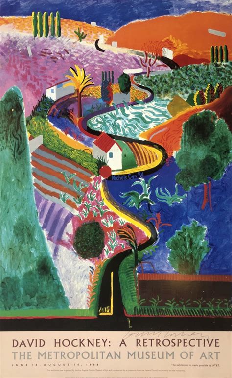 David Hockney A Retrospective The Met 1988 Signed Poster For Sale