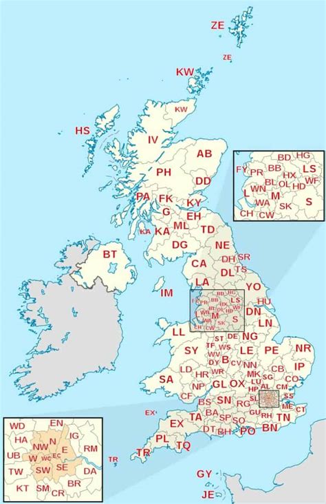 Area Postcodes Uk By Regions Complete List Winterville