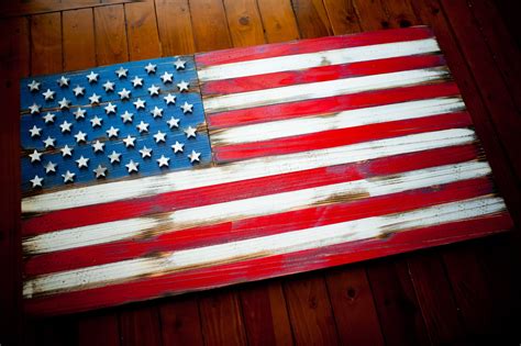 American Vintage Wood Flag Patriot Wood