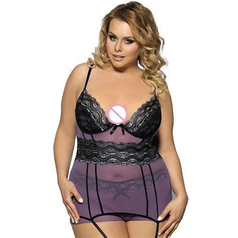 Buy 2018 New Women Sexy Lingerie Hot Plus Size Nightgown Mini Dress Sexy