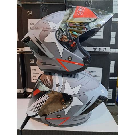 Jual Helm Js Armor Motif Star Grey Doff Shopee Indonesia