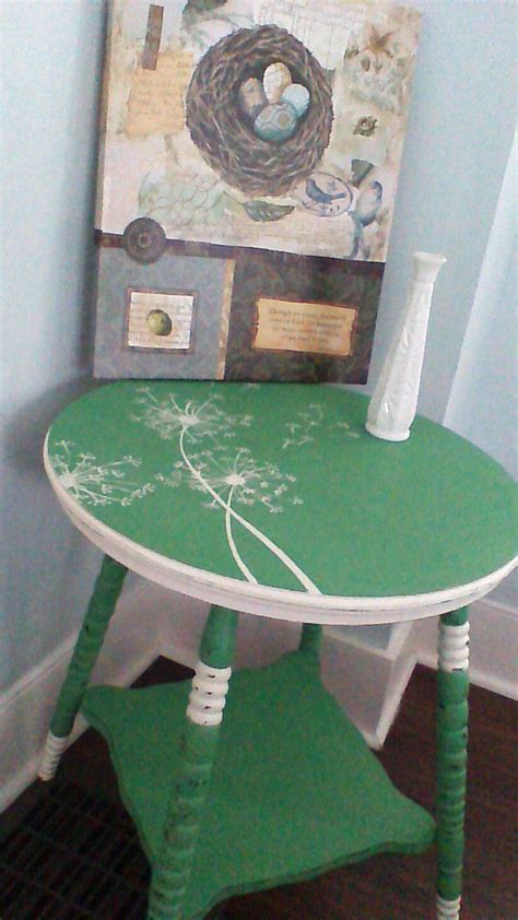 Annie Sloan Chalk Painted Table With A Hand Painted Dandelion