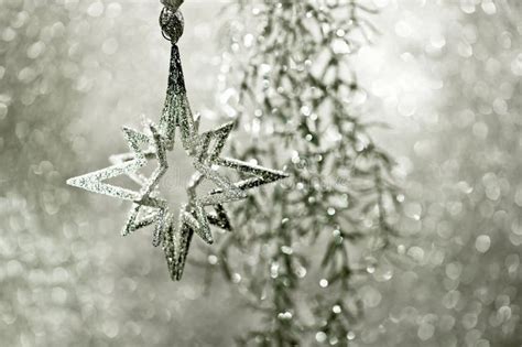 Shiny Silver Star Christmas Decoration Stock Image Image Of Greeting