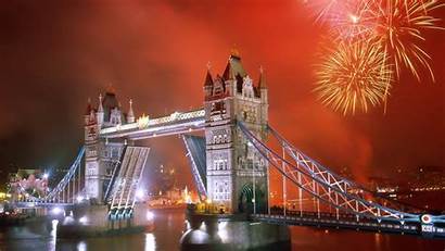 London Night Bridge Fireworks River Thames Cityscape