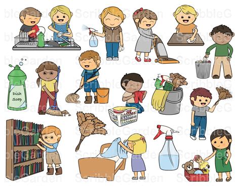 Daily Chores Cleaning Clipart By Scribblegarden On Etsy