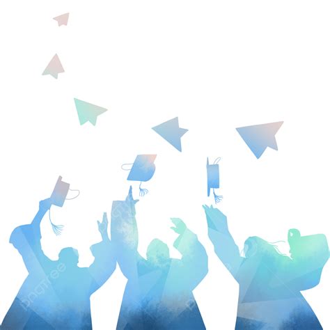 Graduation Silhouette Png Free Blue Gradient Graduation Silhouette