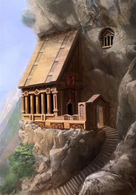 House In A Mountainside Fantasy House Art Final Fantasy Art Fantasy