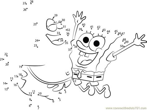 Spongebob Having Fun Dot To Dot Printable Worksheet Connect The Dots