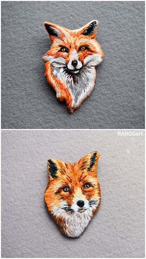 Fox Animal Brooch Hand Embroidery | Embroidery art, Embroidery, Hand embroidery stitches