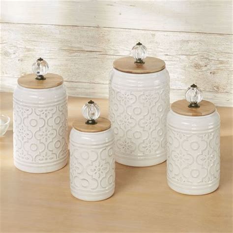 Bria Ivory Ceramic Kitchen Canister Set Of 4 Ceramic Kitchen
