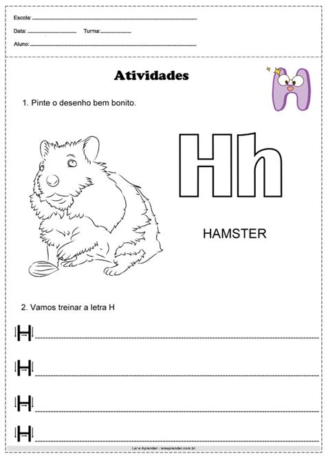 Atividade Com A Letra H Educação Infantil
