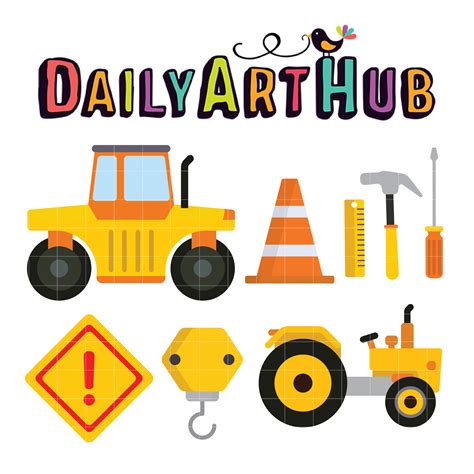 Construction Equipment And Trucks Clip Art Set Daily Art Hub Free