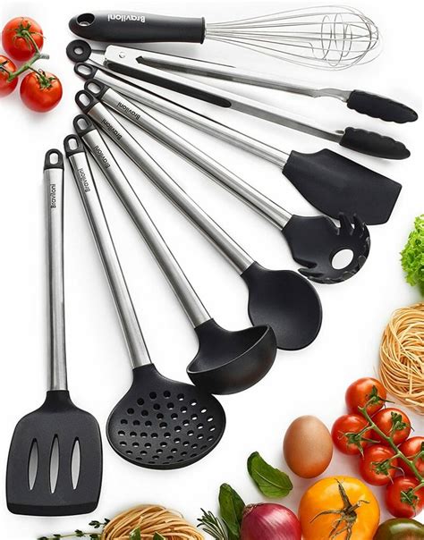 utensils kitchen utensil cooking tools spatulas spatula spoon silicone serving nonstick pasta ladle pans strainer dining complete whisk tongs pots