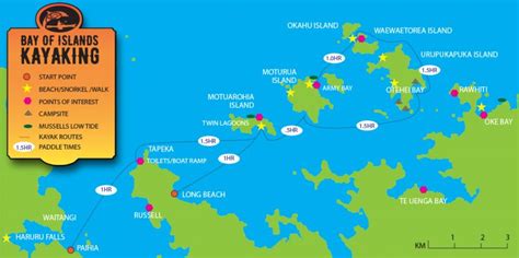 Bay Of Islands Kayaking Map Pahia Nz Bay Of Islands Kayaking