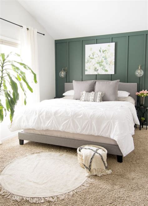 Blue bedrooms are a popular choice due to the color's are you decorating an attic bedroom with uniquely sloped ceilings? Farmhouse Tour Friday {vol.19 | Green master bedroom, Green and white bedroom, White bedroom design