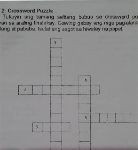 Tukuyin Ang Tamang Salitang Bubuo Sa Crossword Puzzle Na May Kaugnayan