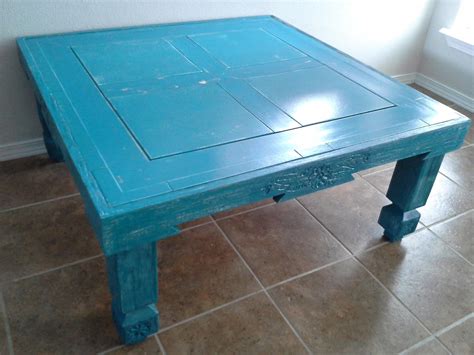 - Blue Wood/Tile Shabby Table -... - Hidden Gem Furniture