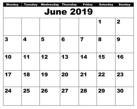 June 2019 Editable Calendar Printable Calendar Printables June 2019