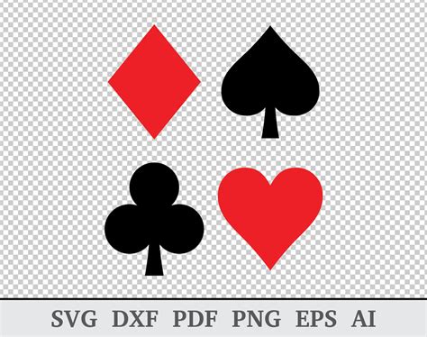 Card Suits Svg Playing Cards Svg Spade Club Diamond Etsy