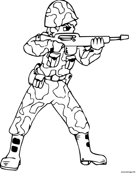 Coloriage Soldat Avec Fusil Et Combinaison Camouflage Dessin Militaire