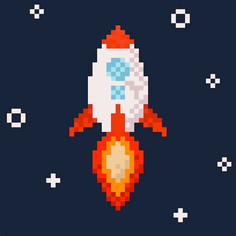 Premium Vector Rocket Pixel Art Illustration