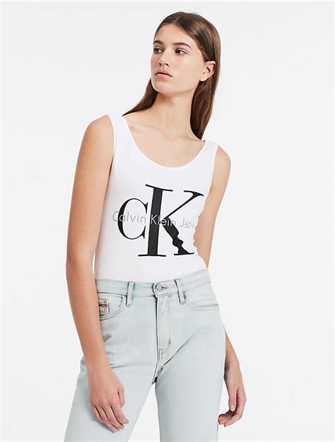 Calvin Klein Womens Sleeveless Logo Bodysuit Ebay