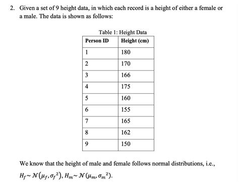 2 Given A Set Of 9 Height Data In Which Each Rec