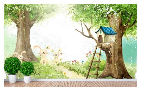 Fairy Forest With Hares Children Room Wall Mural Nursery Etsy Australia