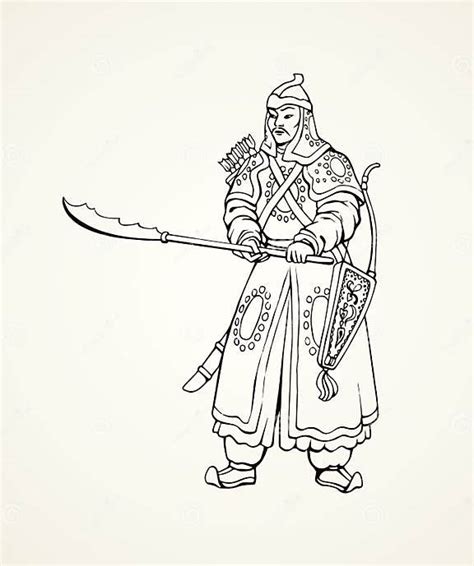 Vector Drawing Of Chinese Warrior Stock Vector Illustration Of