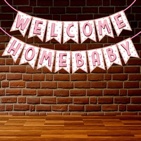Buy Wobbox Baby Shower Bunting Banner Glossy Pink Font Welcome Baby
