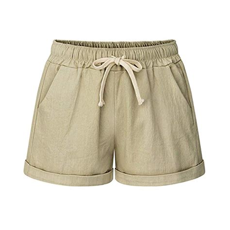 women s drawstring elastic waist casual comfy cotton linen beach shorts clothing