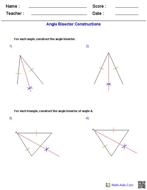 Geometry Worksheets Constructions Worksheets