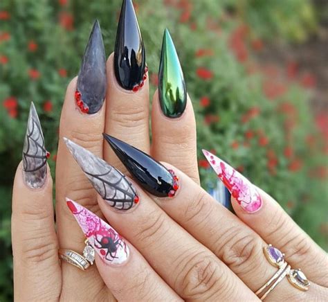 Halloween Themed Stiletto Shaped Nails Stiletto Shaped Nails Nails