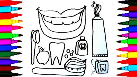 How To Draw Dentist Kit L Dental Care Coloring Drawing Pages Videos For