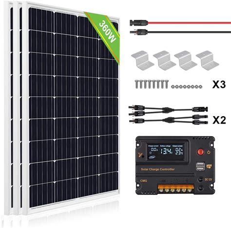 eco worthy 300 watts solar panel kit 3pcs 100w polycrystalline solar panels with 20a lcd