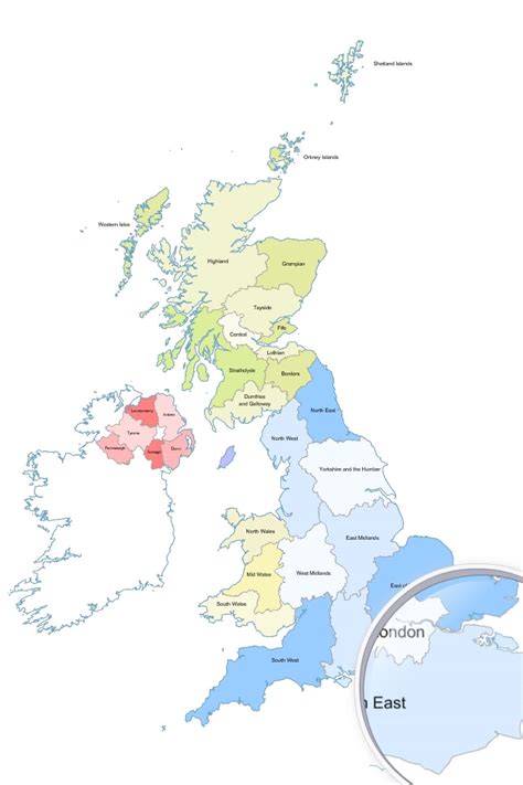 Great Britain Uk Regions Vector Map