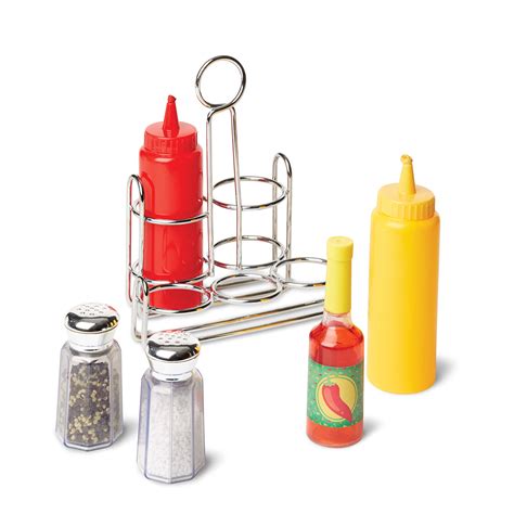 Melissa And Doug Condiments Set 6 Pcs Play Food Stainless Steel