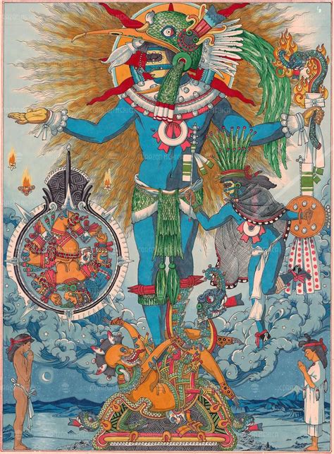 The Birth Of Huitzilopochtli Large Print Aztec Mexican Etsy Arte