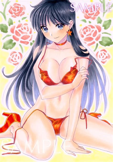 Hino Rei Bishoujo Senshi Sailor Moon Highres 1girl Bears0816 Bikini Black Hair Blush