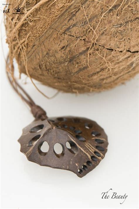 Hand Carved Brown Women Pendant From Coconut Shell Seashell T