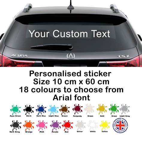 Personalised Custom Rear Window Car Stickers Vinyl Name Lettering Decal