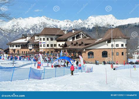 Sochi Russia February 27 2016 People On Ski Resort Rosa Khutor