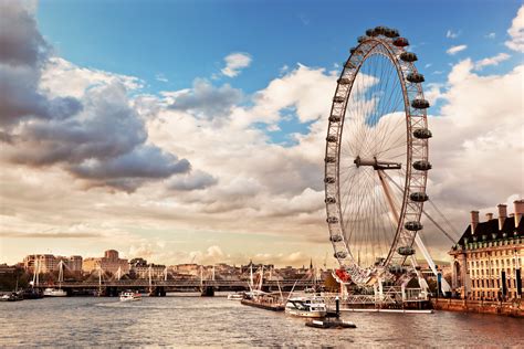 England Rivers Sky London Ferris Wheel Clouds Thames River