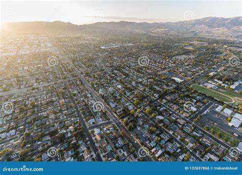 Los Angeles Aerial San Fernando Valley Late Afternoon Stock Photo