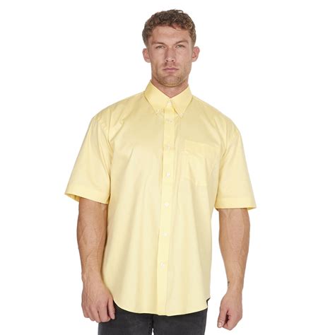 Mens Corporate Oxford Shirt Short Sleeve Lemon Casual Classic Work