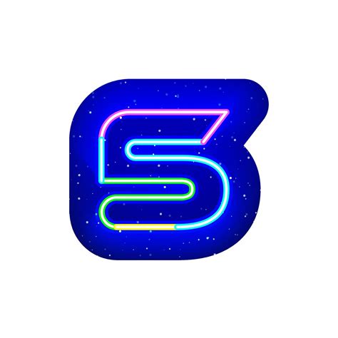 Colorful Glowing Neon Number 5 In Space Realistic Technological Neon