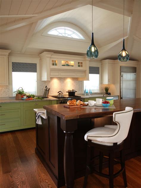 Spacious Kitchen With Wood Island And Green Cabinets Hgtv