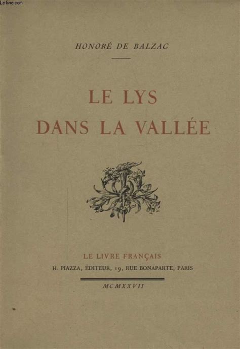 Le Lys Dans La Vallee By Honore De Balzac Bon Couverture Souple