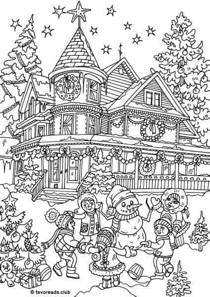Christmas Home Coloring Page